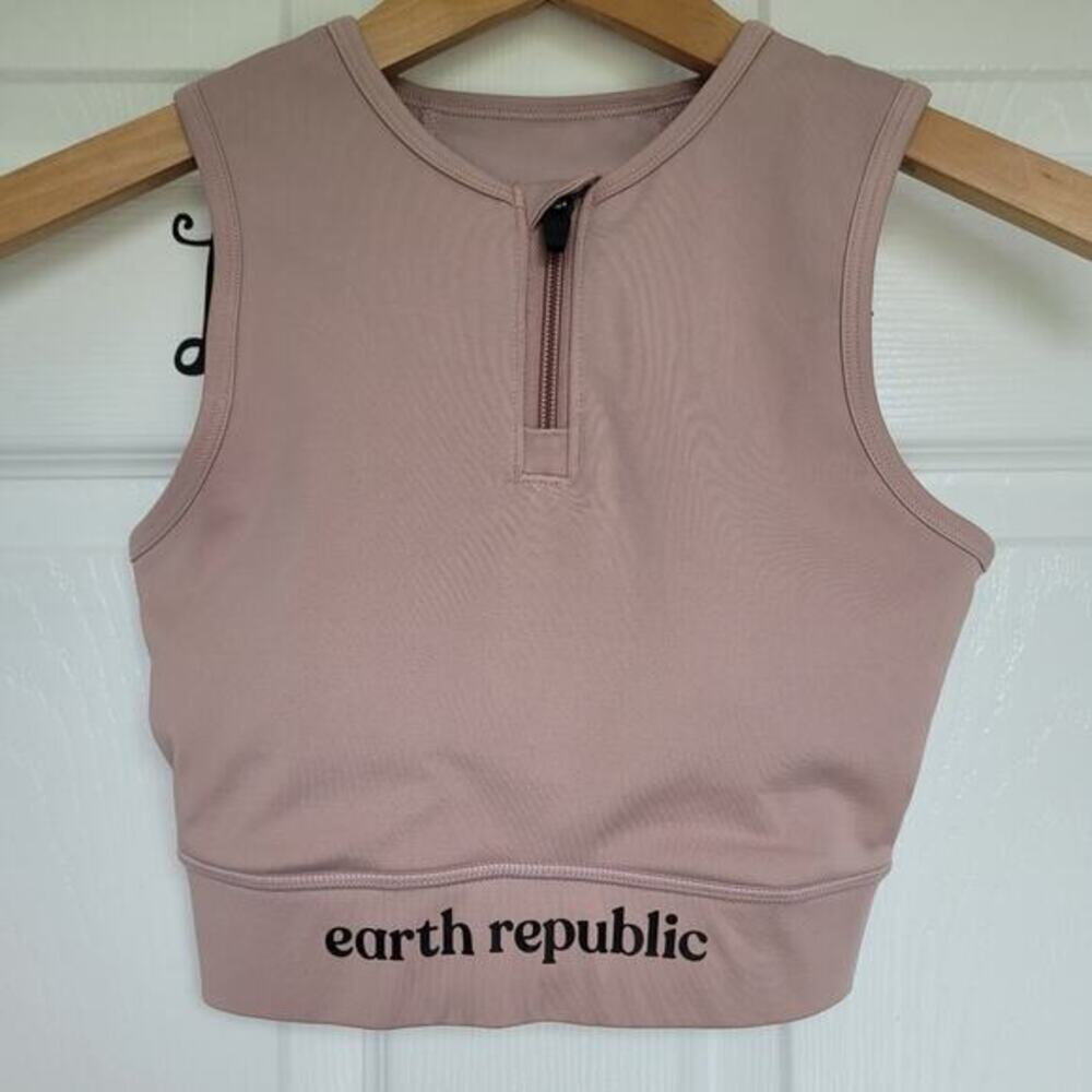 Earth Republic Sports‎ Bra Zip Halter Top Women's XXS Mauve Athletic Support
